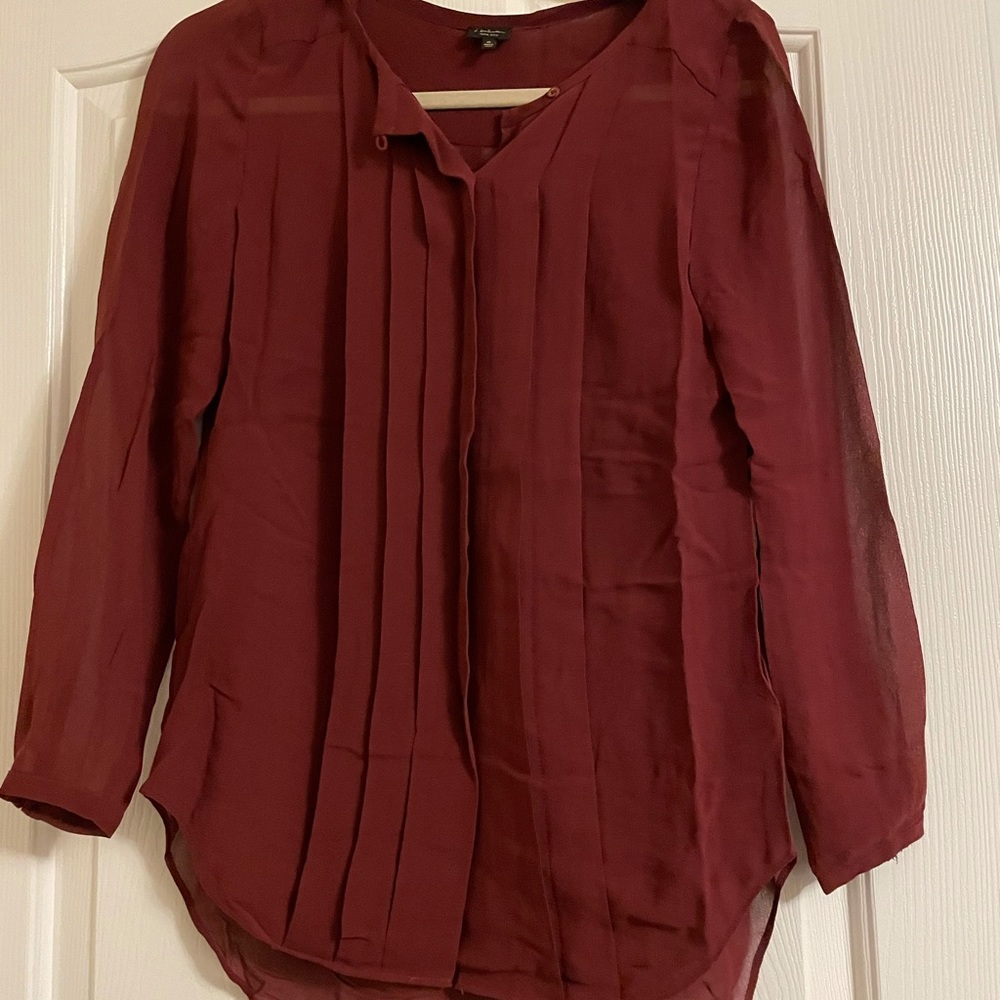 Burgundy Babaton 100% silk blouse